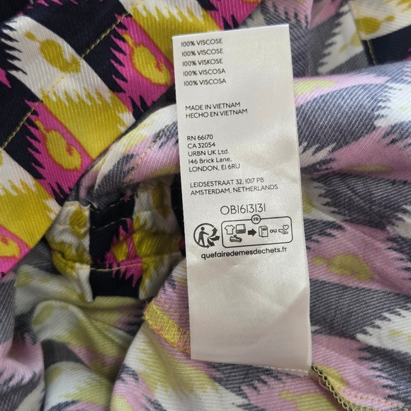 Anthropologie Pink Yellow Ikat Geometric Paperbag Waist Shorts OB1613131 Large - Picture 6 of 9